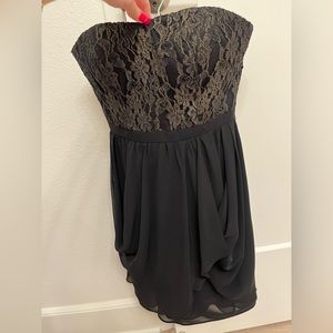 Aqua Strapless Black Gold Lace Cocktail Vegas Mini Dress Sz 0
